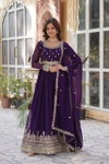 KA 1144 Faux Blooming With Embroidery Zari Sequins Work Gown With Dupatta Suppliers In India
